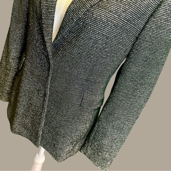 Alfani Black & White 100% Silk Tweed Button-Up Professional Work Blazer Size 8 - Picture 15 of 15